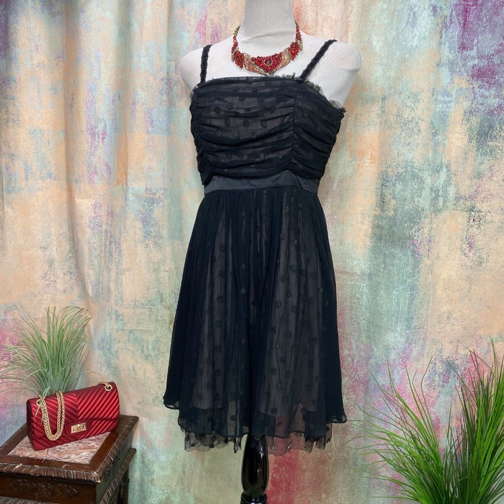 πTikirani Lace with Gold Polka Dots Semi Formal Cocktail Party Dress